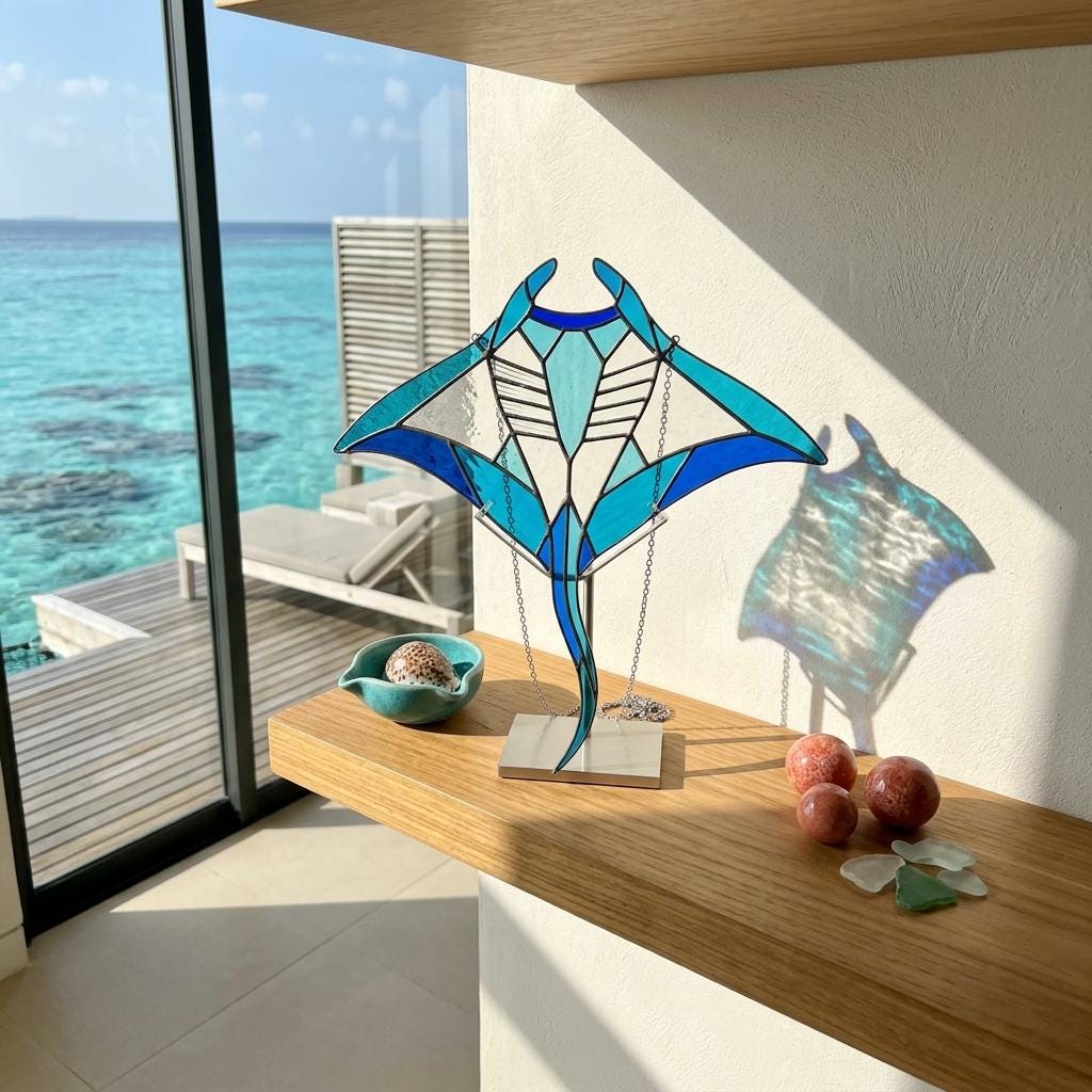 Manta Ray Glass Suncatcher
