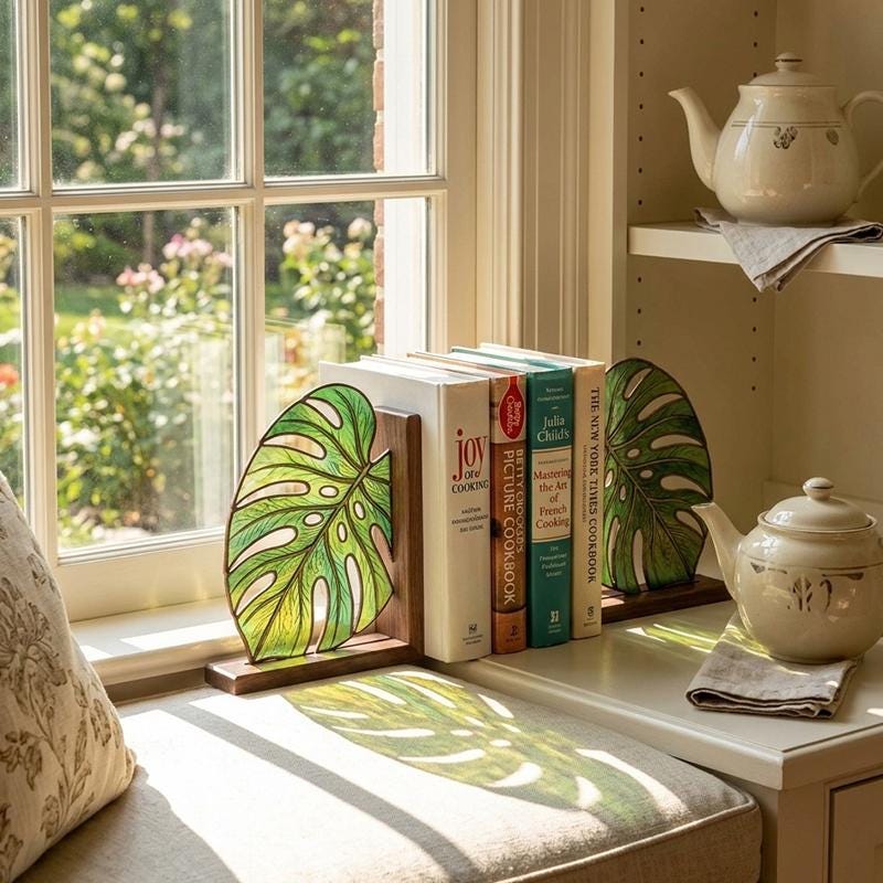 Monstera Glass Bookends