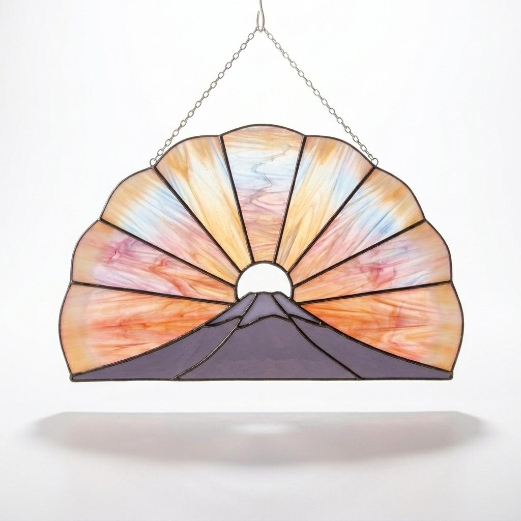 Mount Fuji Sunrise Glass Suncatcher