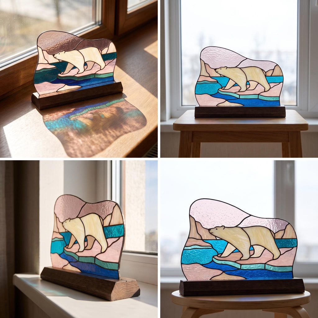 Polar Bear Glass Decor