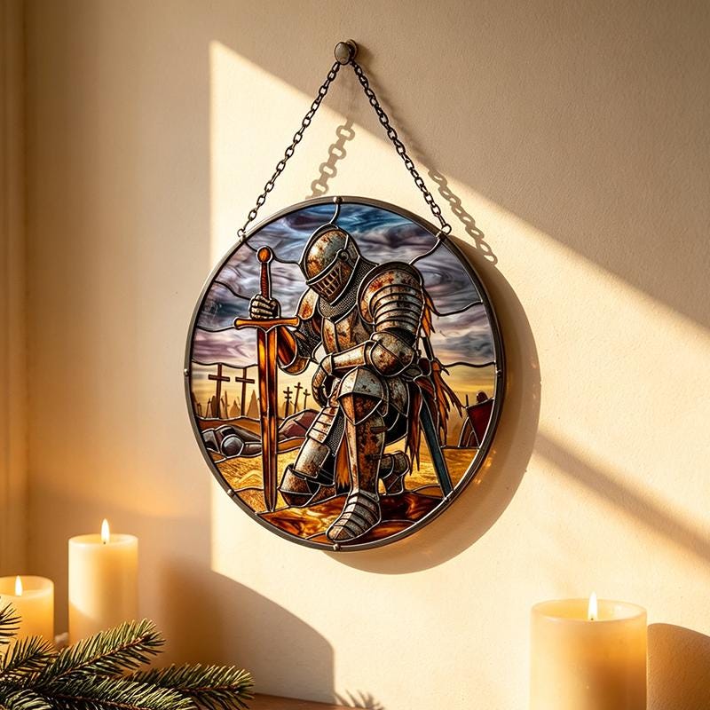 Medieval Knight Glass Suncatcher
