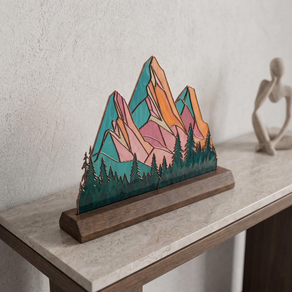 Pink Mountain Glass Decor