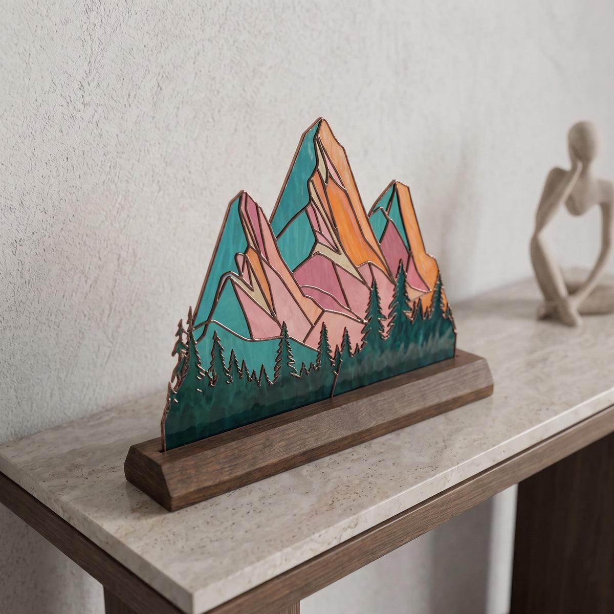 Pink Mountain Glass Decor
