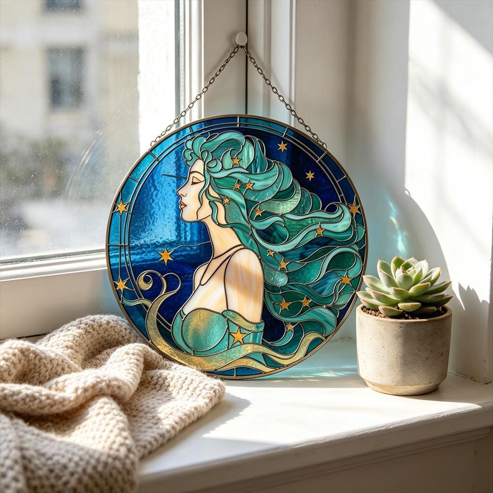 Starry-Haired Woman Glass Art