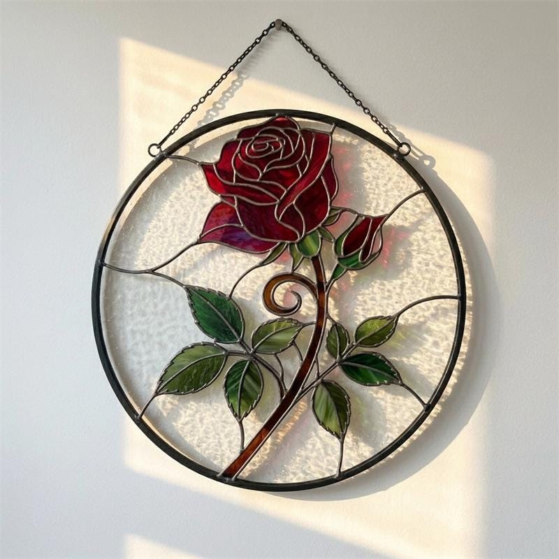 Rose Glass Wall Hanging
