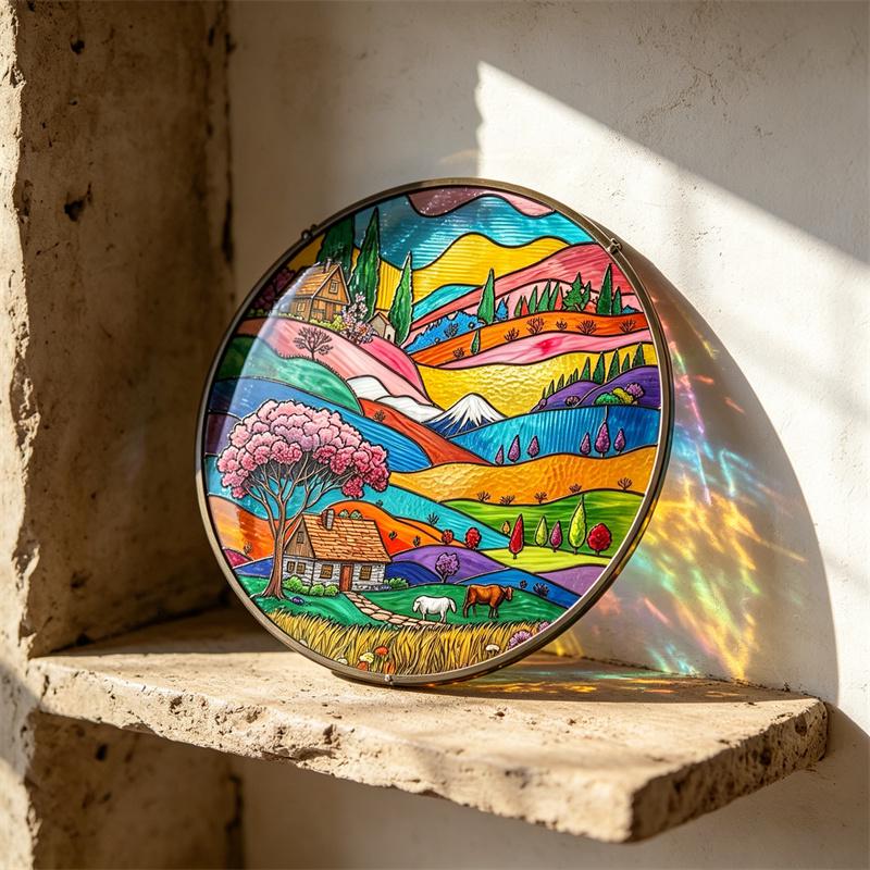 Countryside Landscape Glass Suncatcher