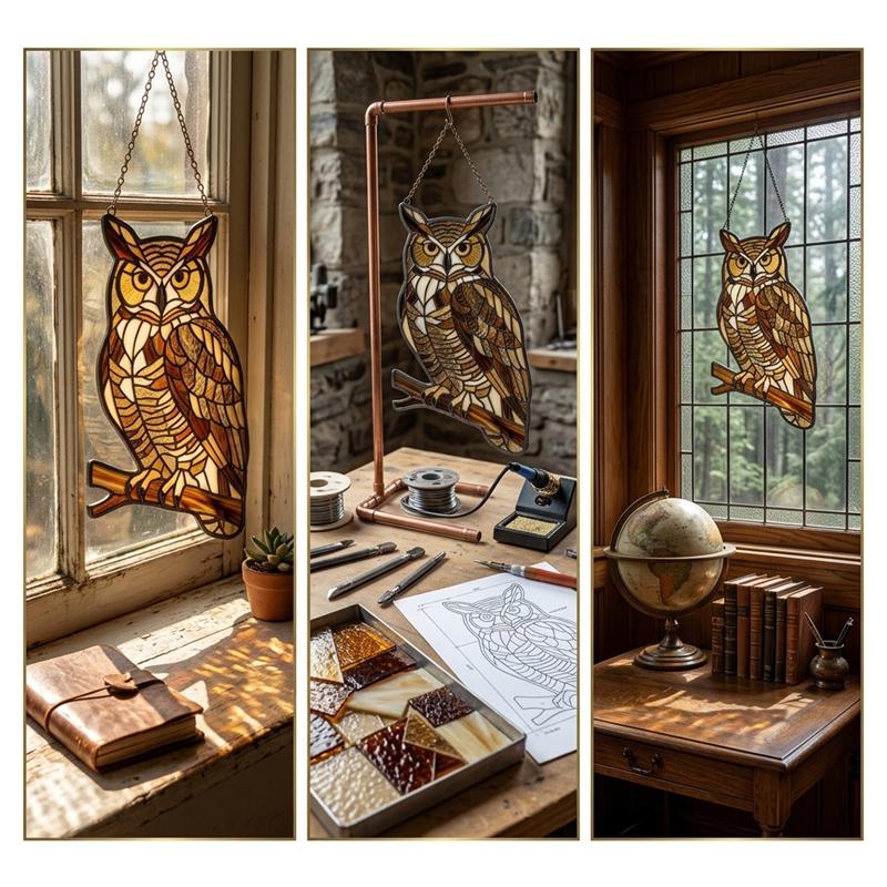 Owl Glass Suncatcher