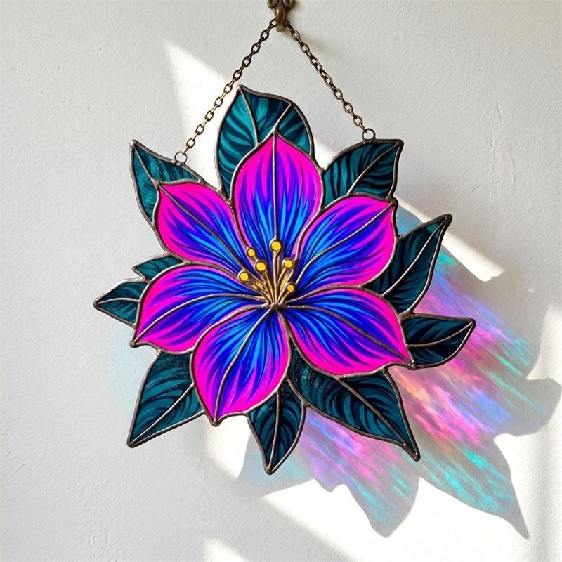 Colorful Floral Glass Suncatcher