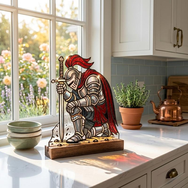Medieval Knight Glass Art