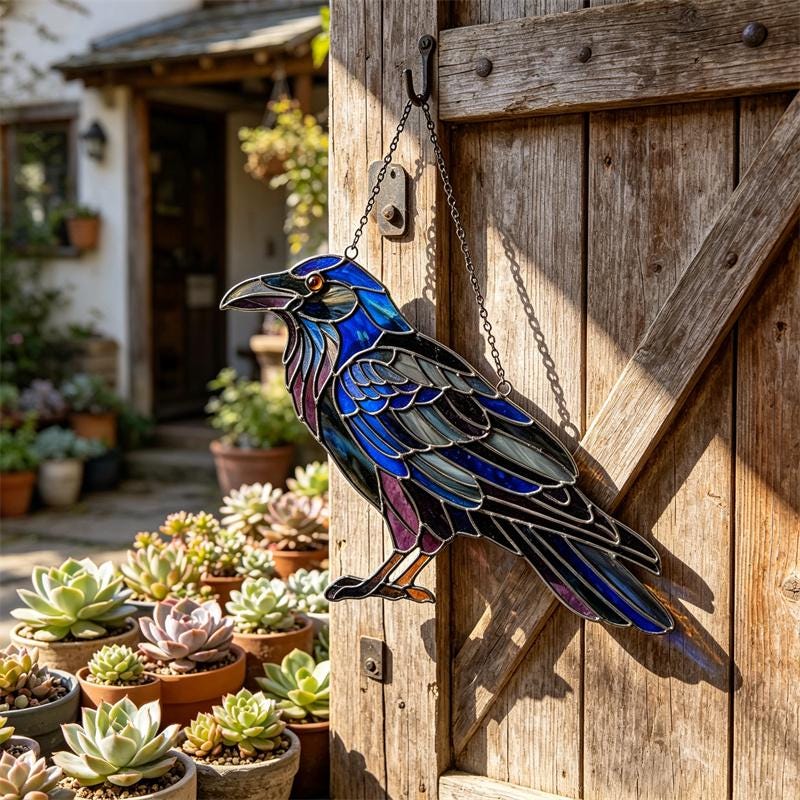 Raven Glass Suncatcher
