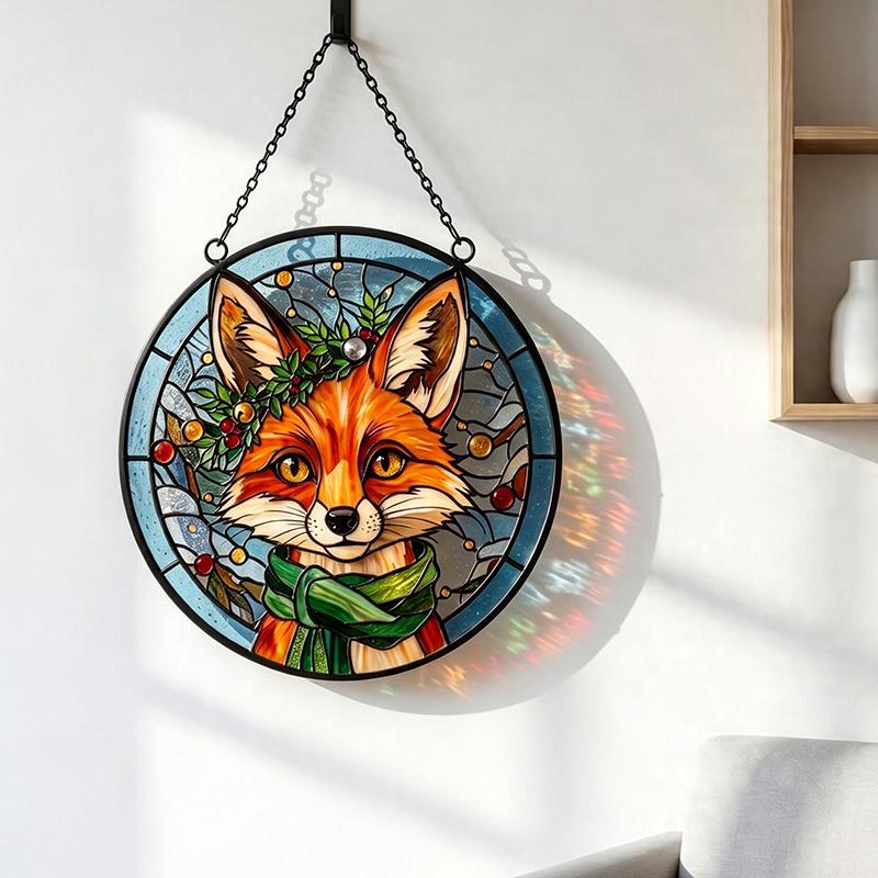 Christmas Fox Glass Suncatcher