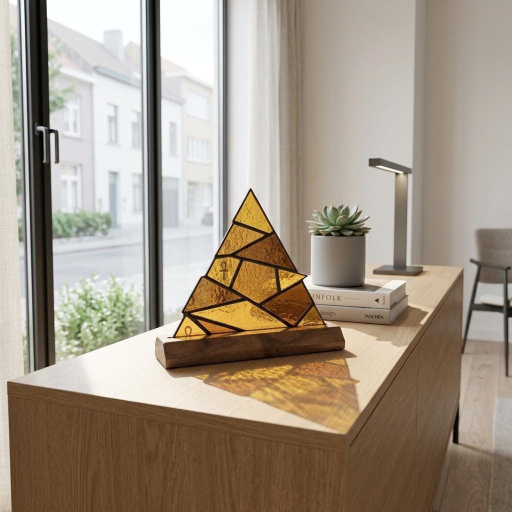 Pyramid and Ankh Glass Decor