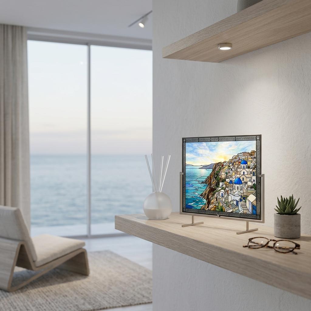 Santorini Glass Suncatcher