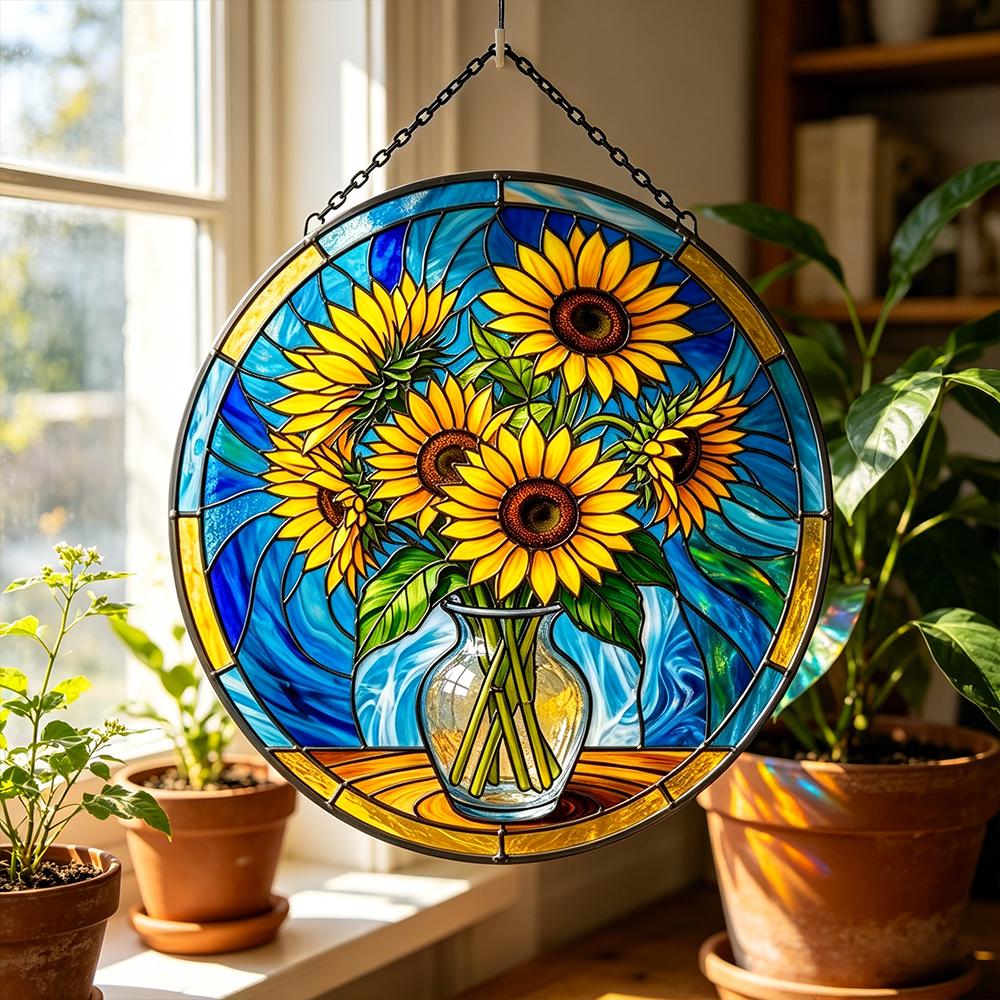 Sunflower Bouquet Glass Art