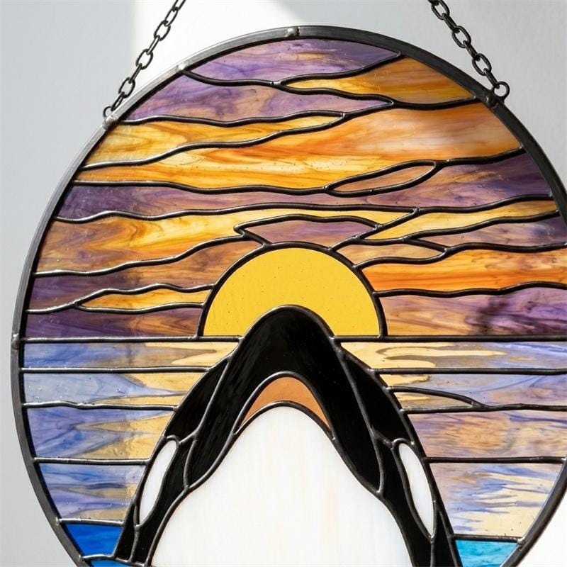 Sunset Orca Glass Suncatcher