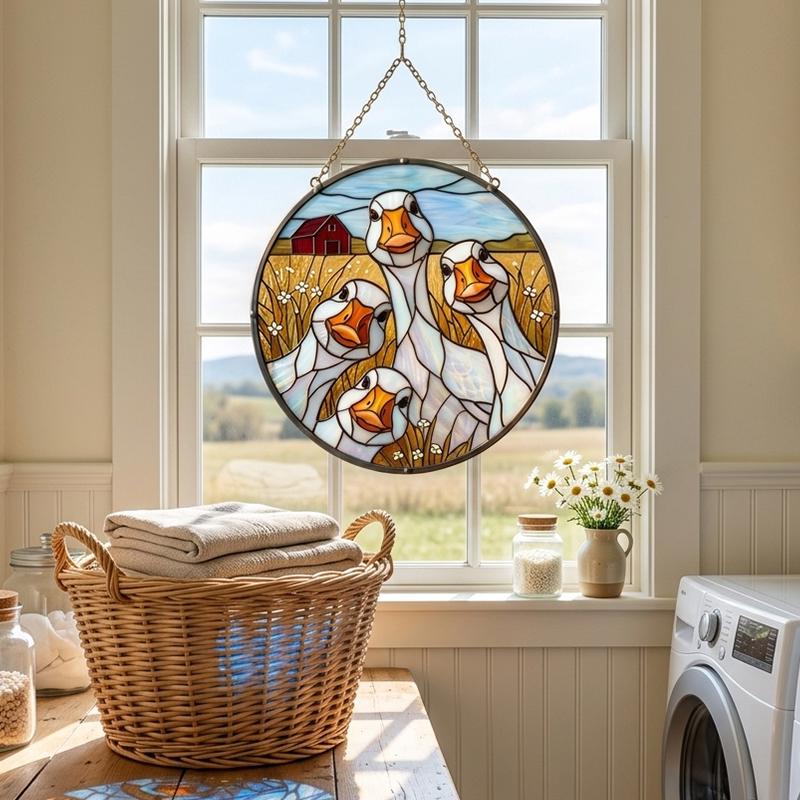 Goose Family Glass Suncatcher