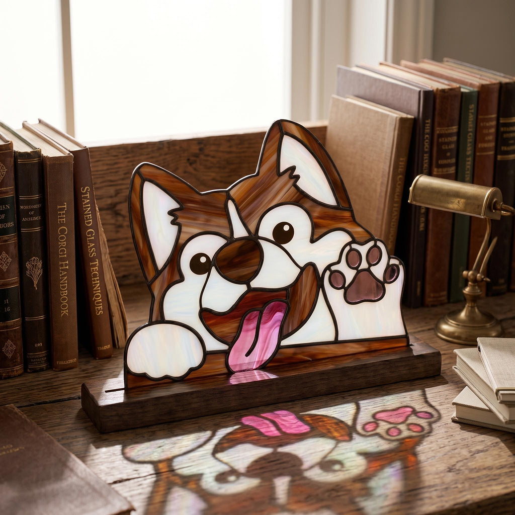 Waving Puppy Glass Decor