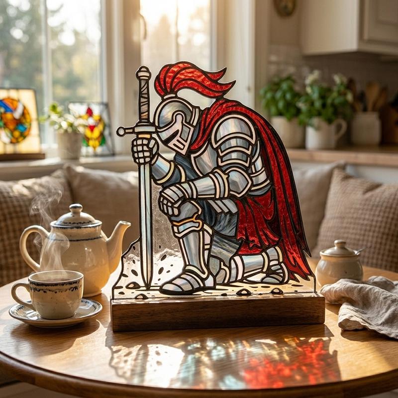 Medieval Knight Glass Art