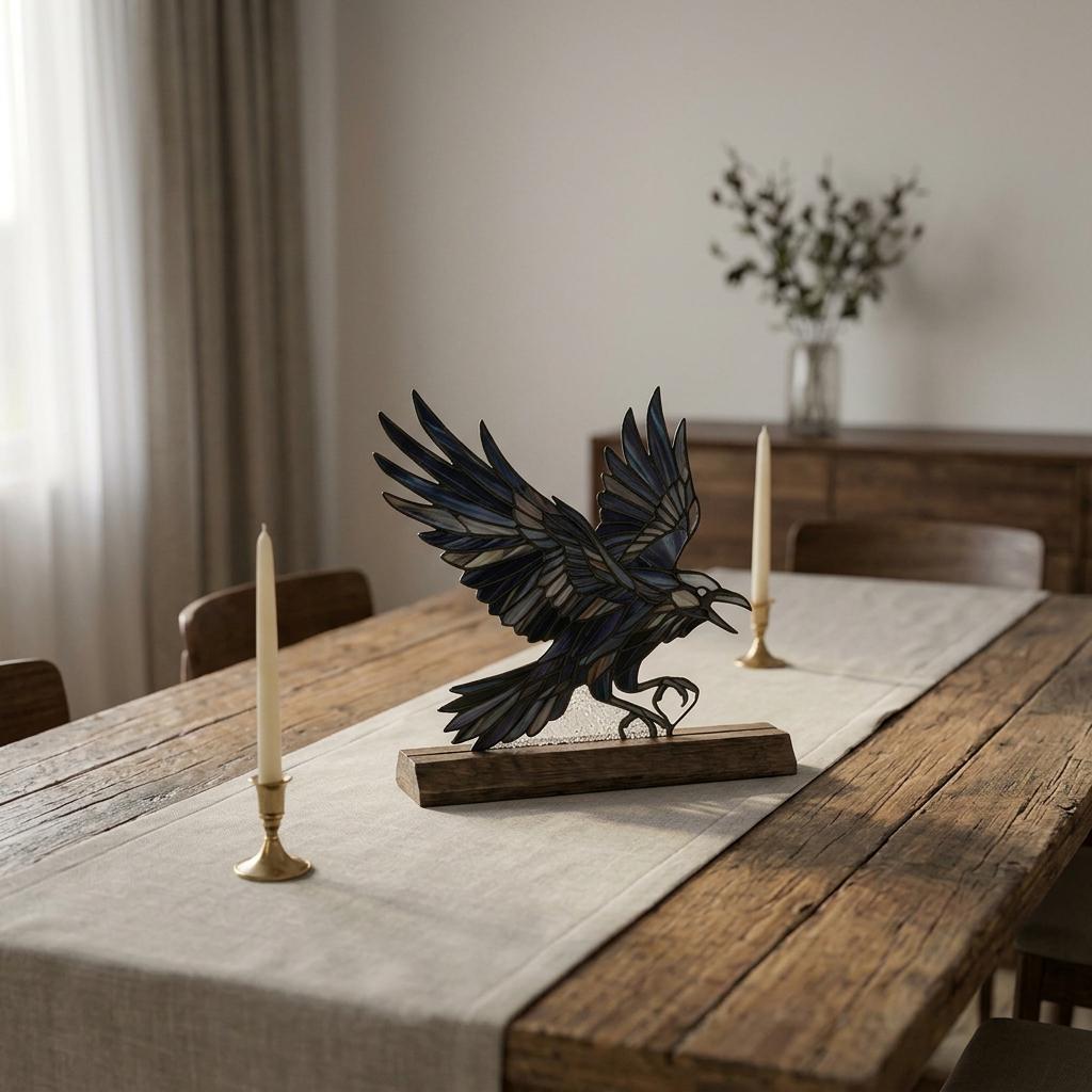 Flying Crow Glass Decor