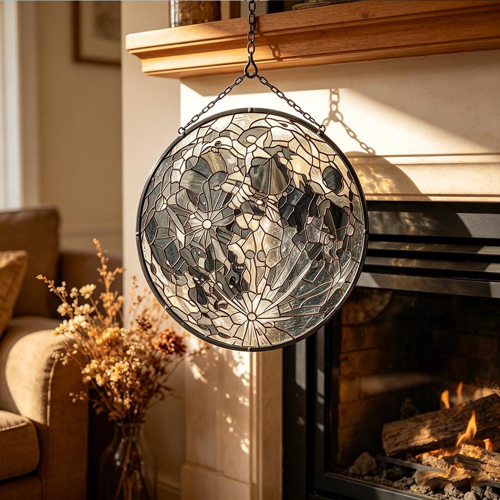 Round Floral Glass Art