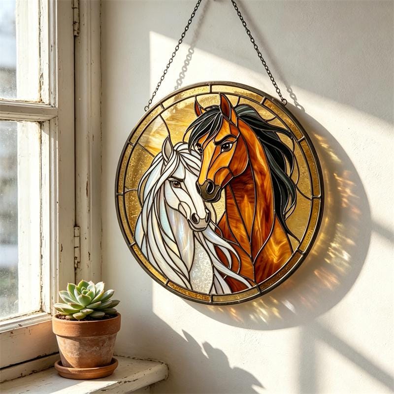 Rustic Horse Glass Suncatcher