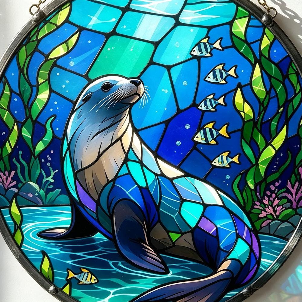 Sea Otter Glass Suncatcher