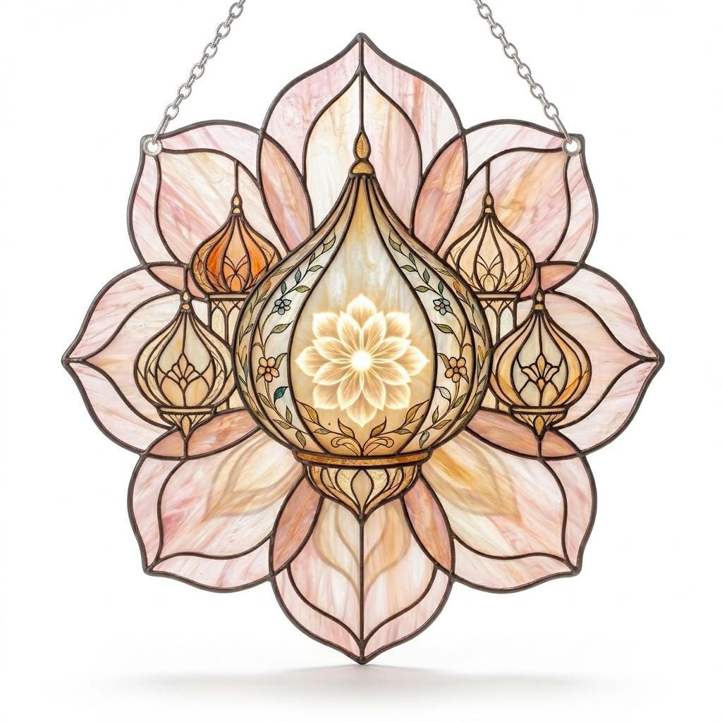Taj Mahal Lotus Glass Suncatcher