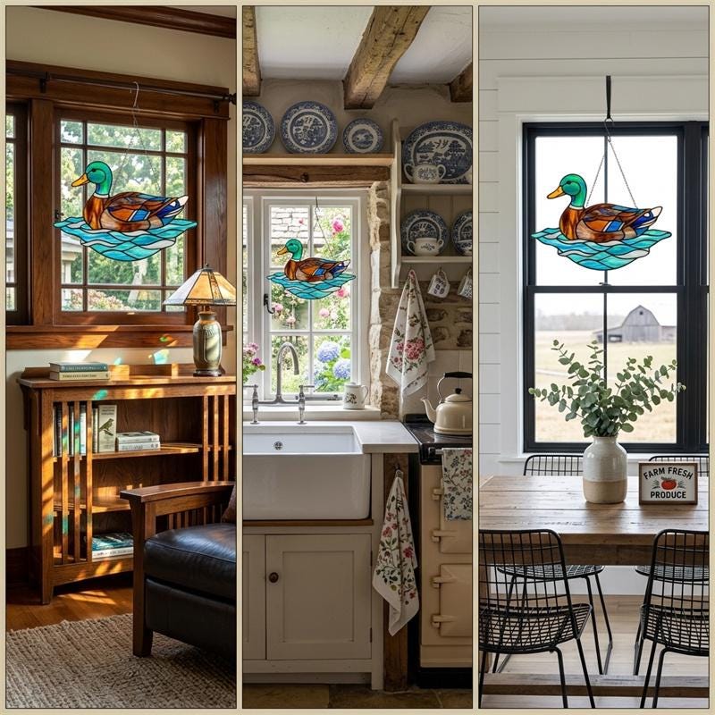 Mallard Duck Glass Suncatcher