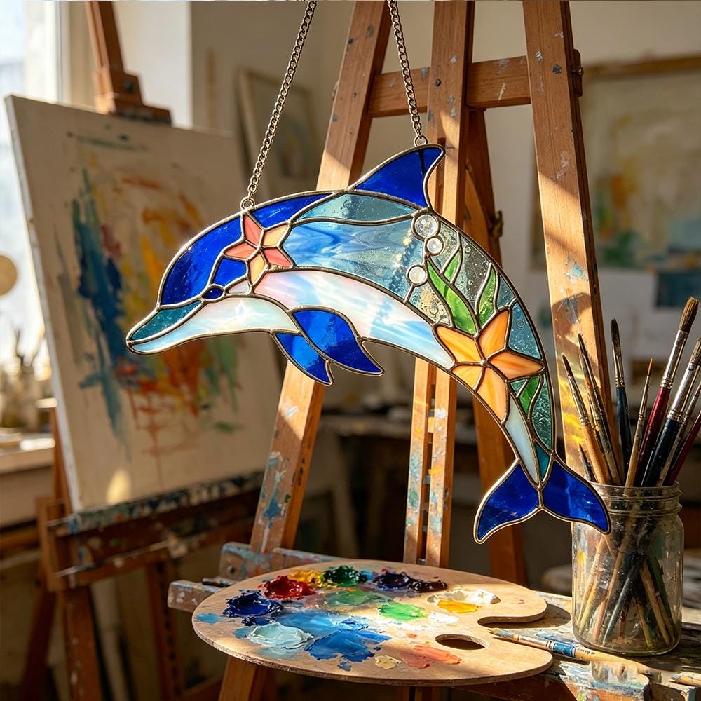 Dolphin Glass Suncatcher