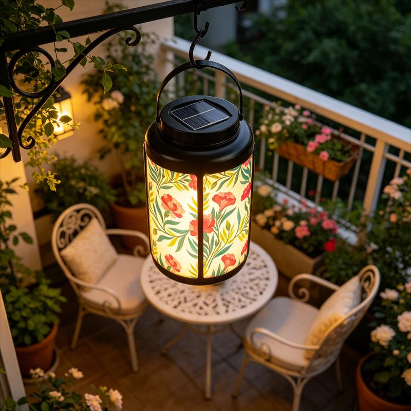 Floral Print Solar LED Lantern