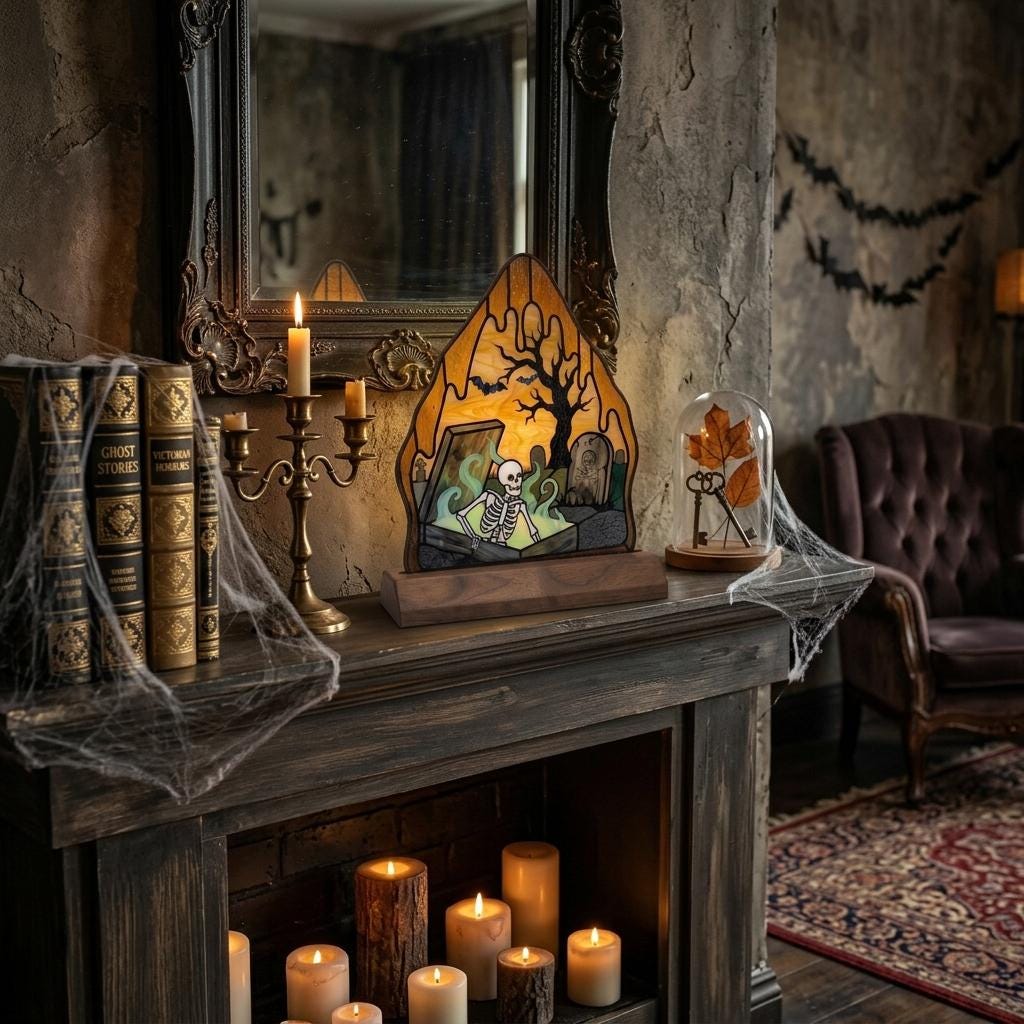 Coffin Skeleton Glass Decor