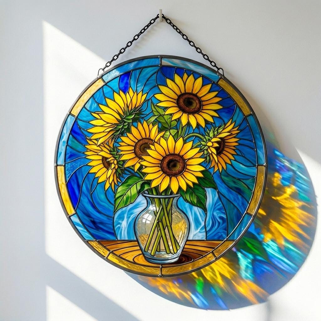 Sunflower Bouquet Glass Art