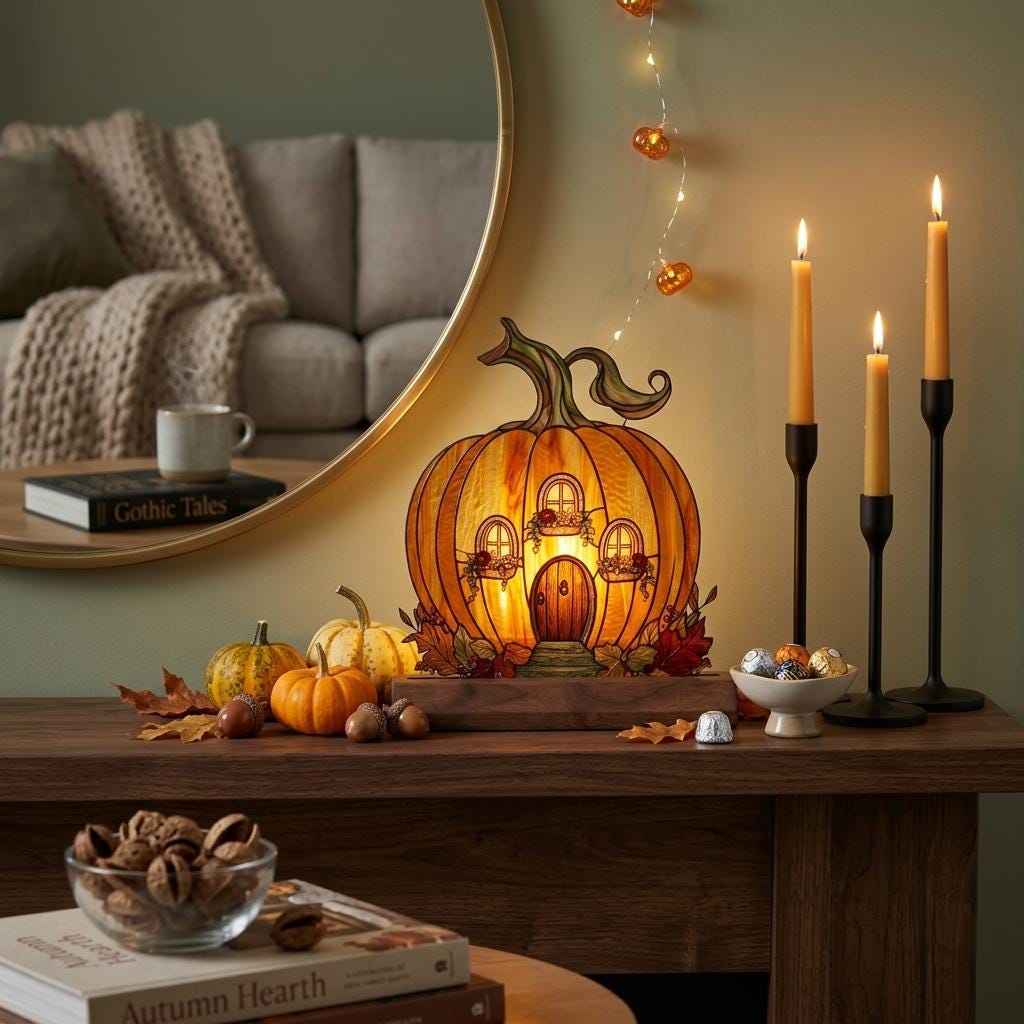 Pumpkin Fairy House Glass Decor