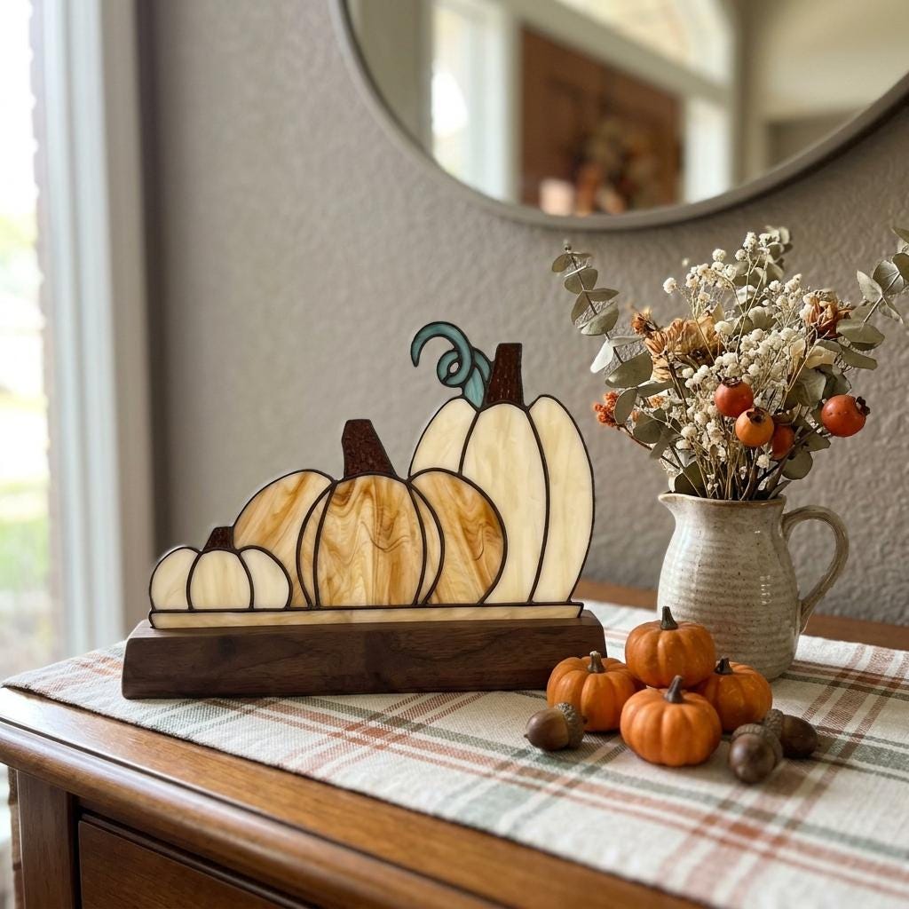 Heirloom Pumpkin Trio Glass Decor