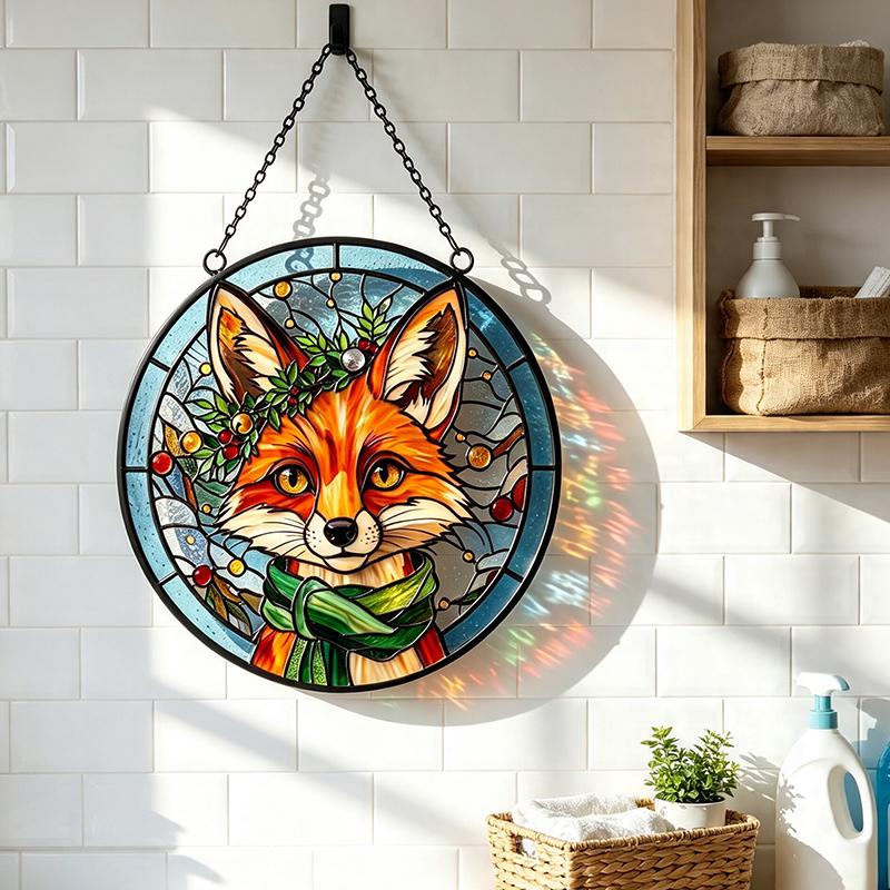 Christmas Fox Glass Suncatcher