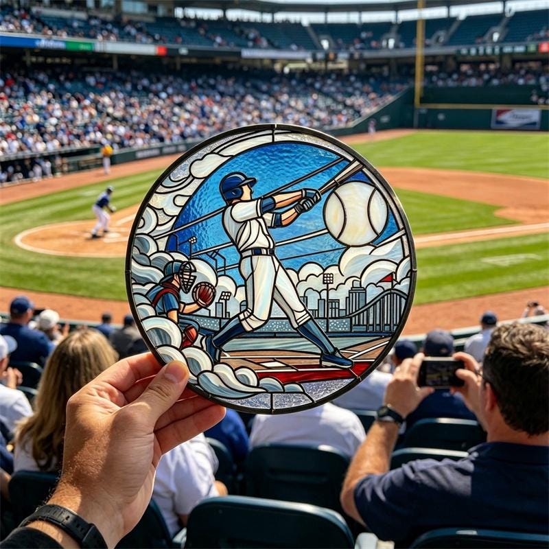 Baseball Batter Glass Art