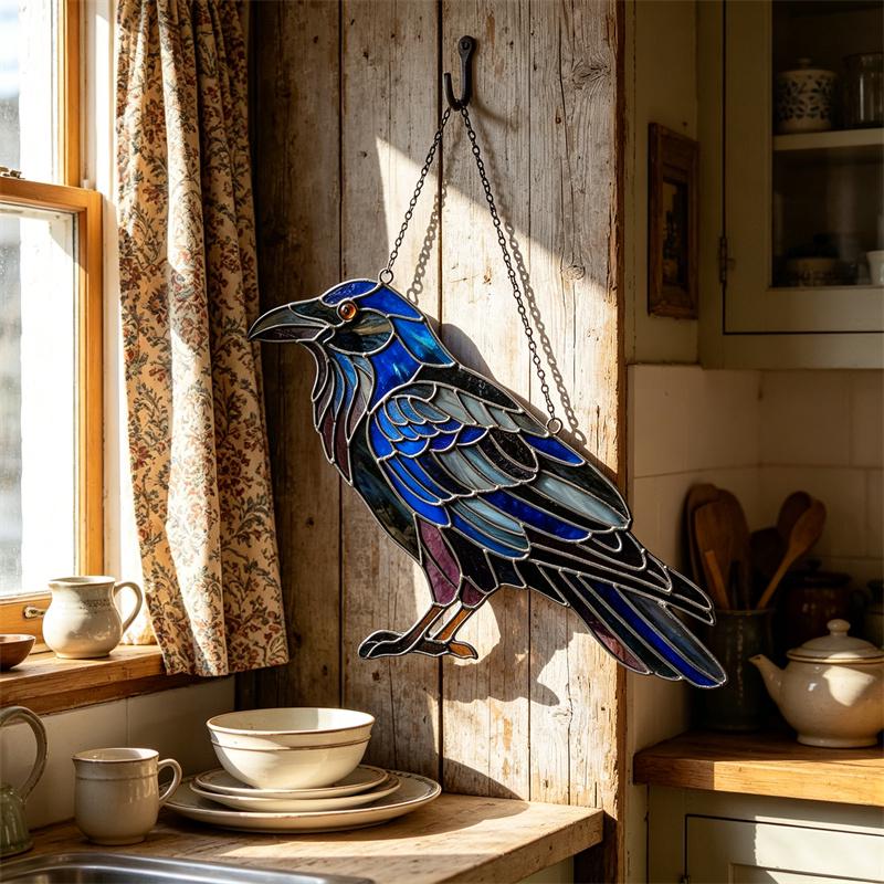 Raven Glass Suncatcher