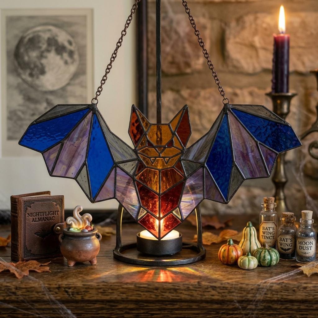 Geometric Bat Glass Suncatcher