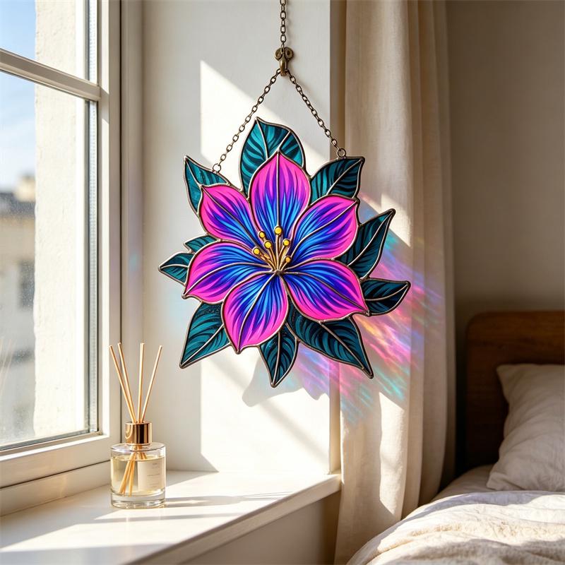 Colorful Floral Glass Suncatcher