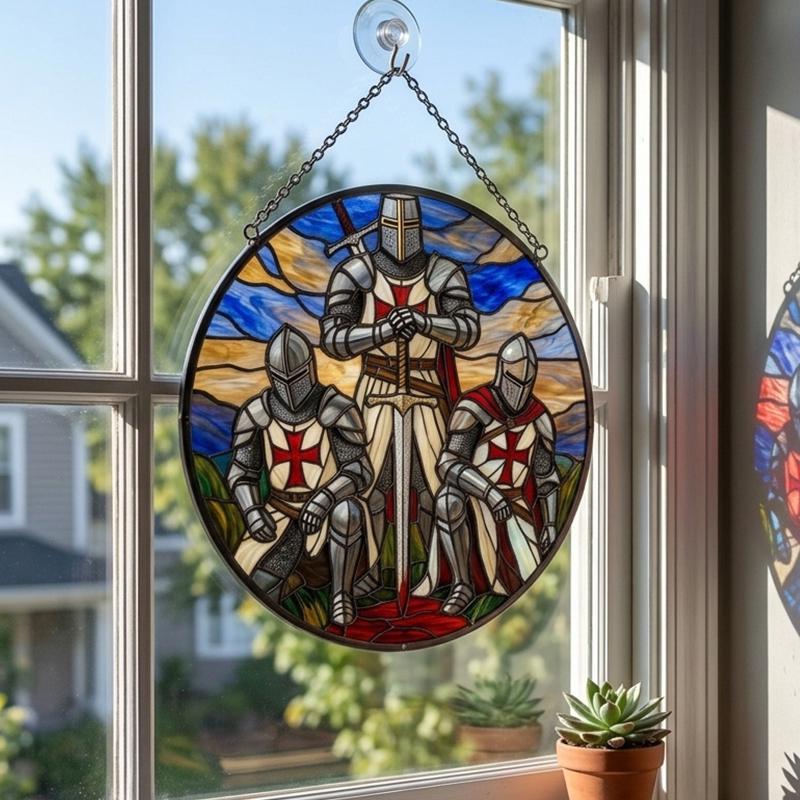 Templar Knights Glass Suncatcher