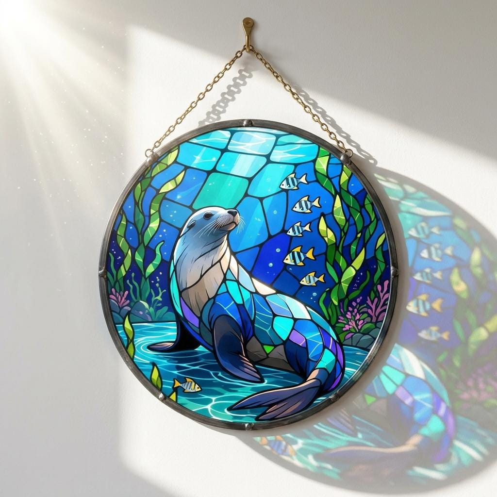 Sea Otter Glass Suncatcher