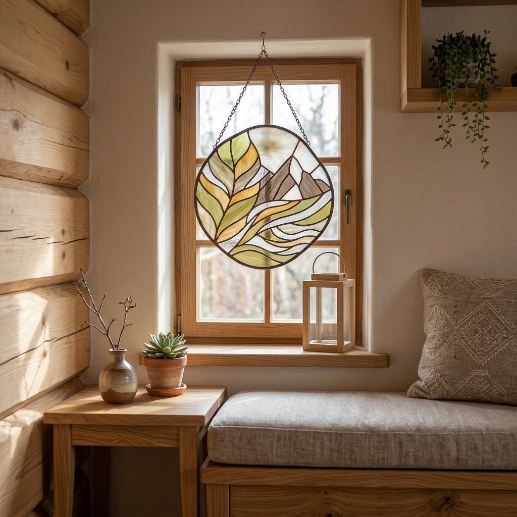Alpine Mountain Glass Suncatcher