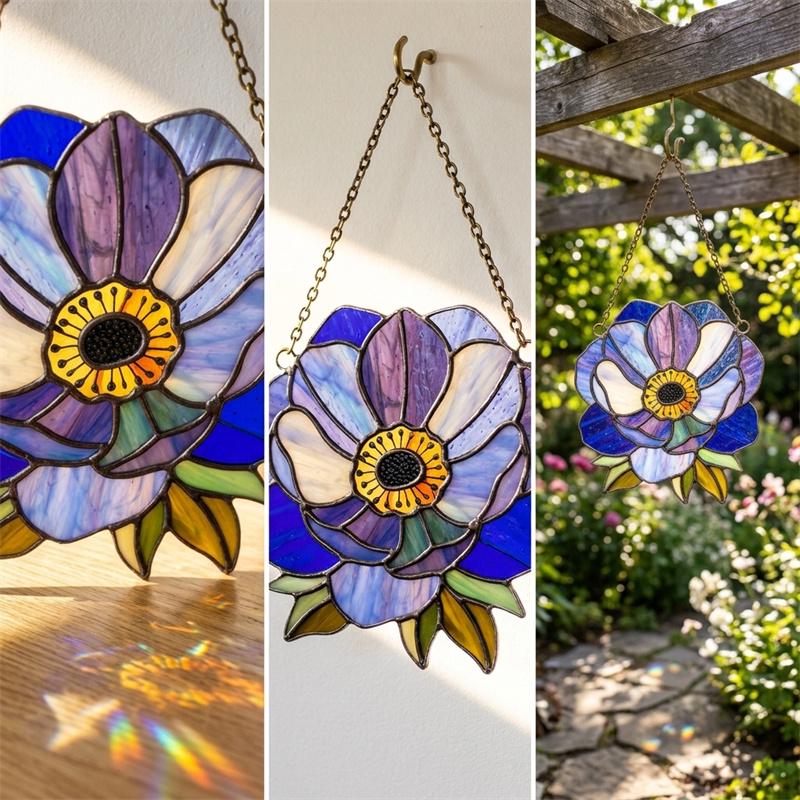 Botanical Flower Glass Suncatcher