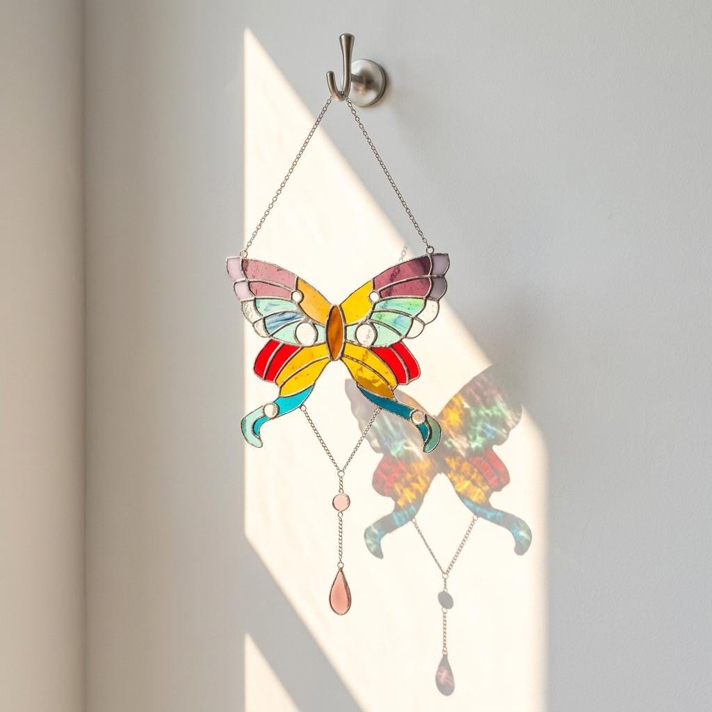 Colorful Butterfly Glass Panel