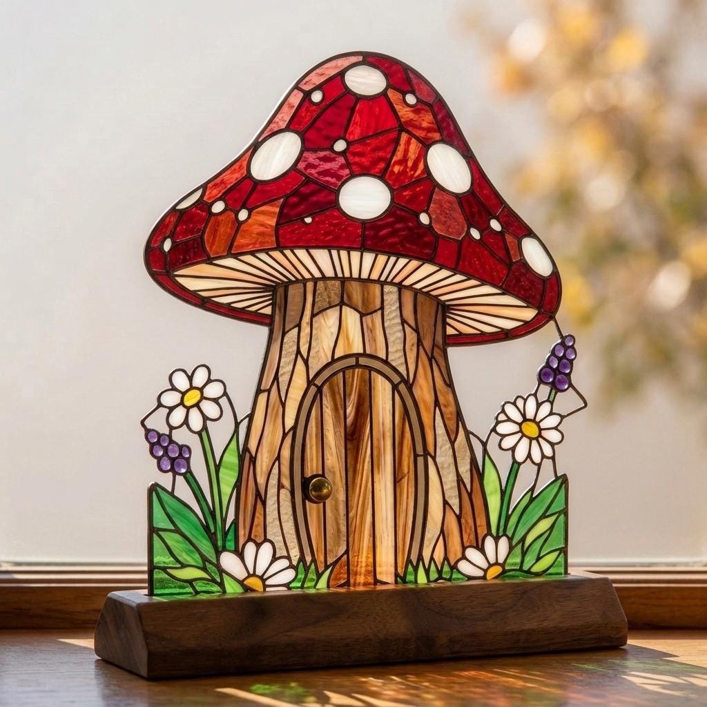 Mushroom Fairy House Glass Decor