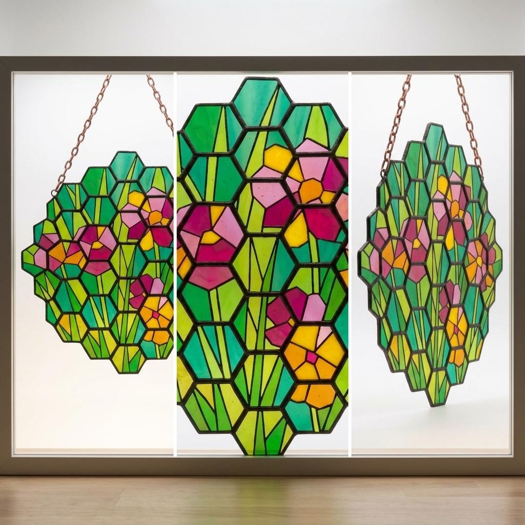 Honeycomb Wildflower Glass Suncatcher