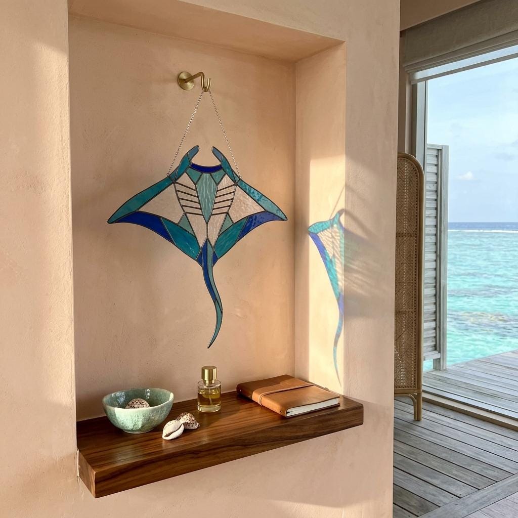 Manta Ray Glass Suncatcher