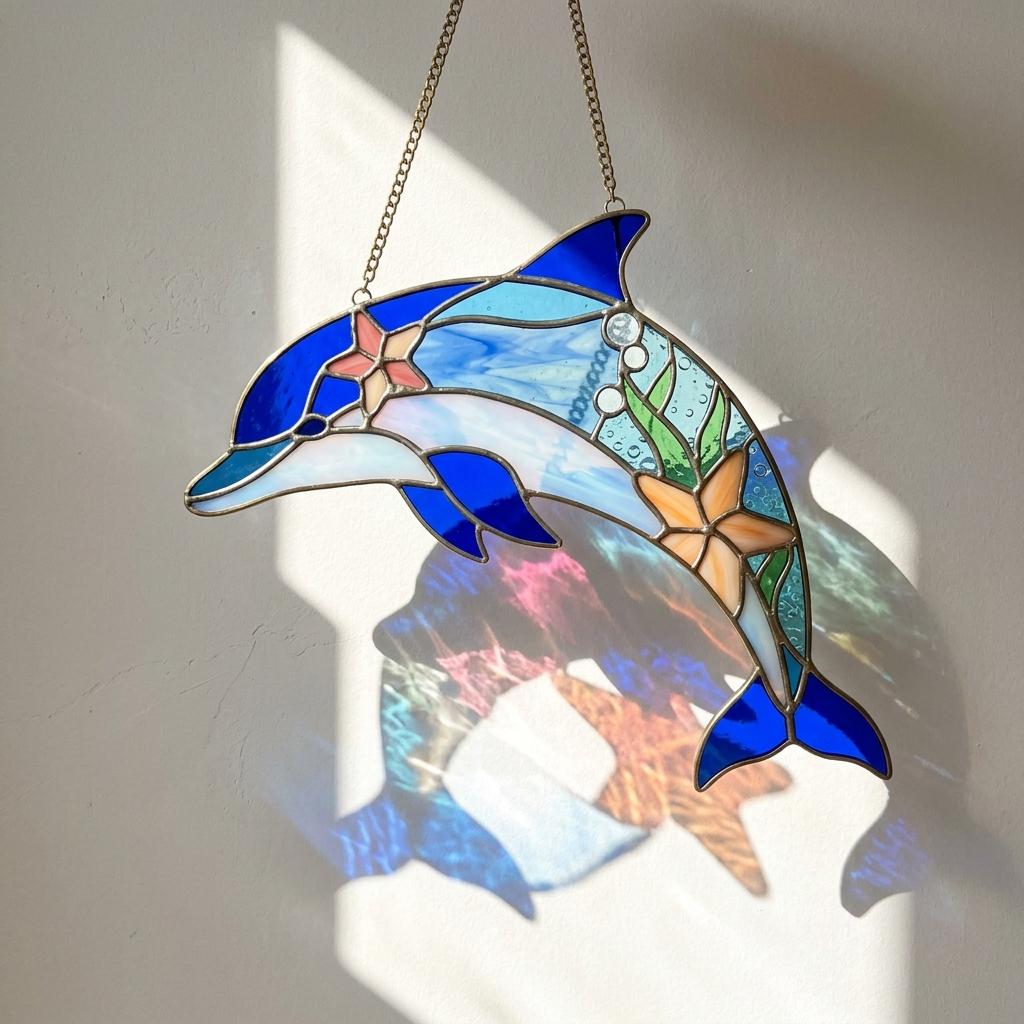 Dolphin Glass Suncatcher