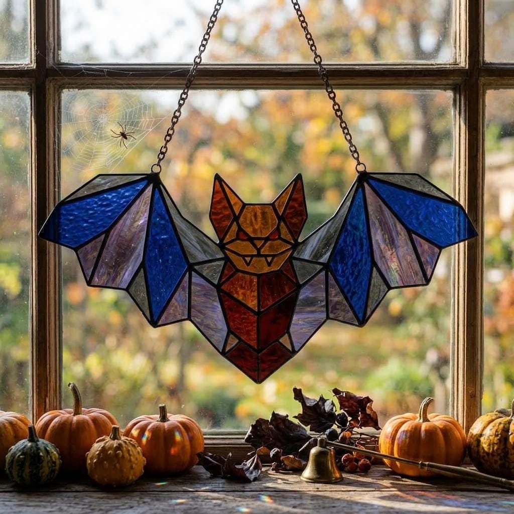 Geometric Bat Glass Suncatcher