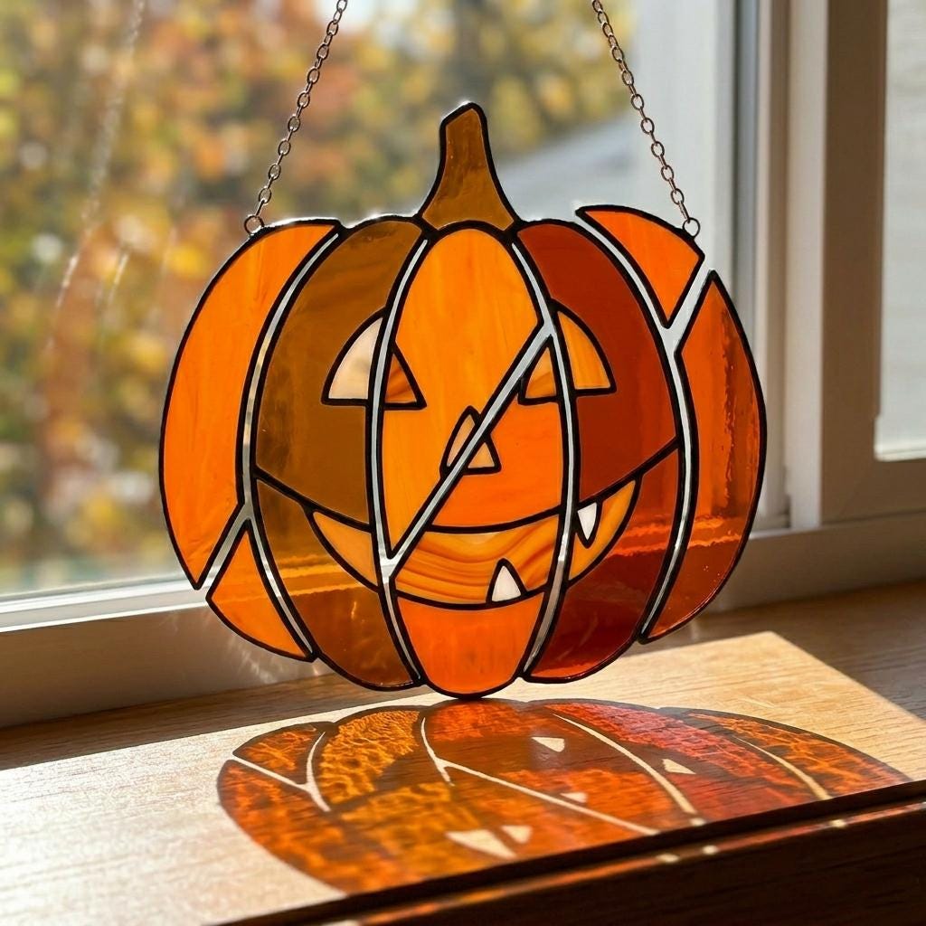 Deconstructed Pumpkin Glass Suncatcher